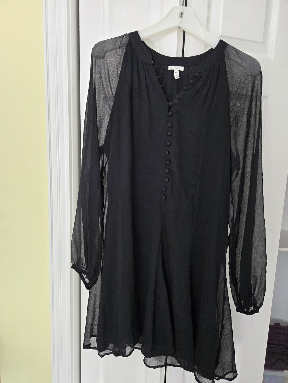 Joie Sheer Black Long Sleeve Tunic Dress
